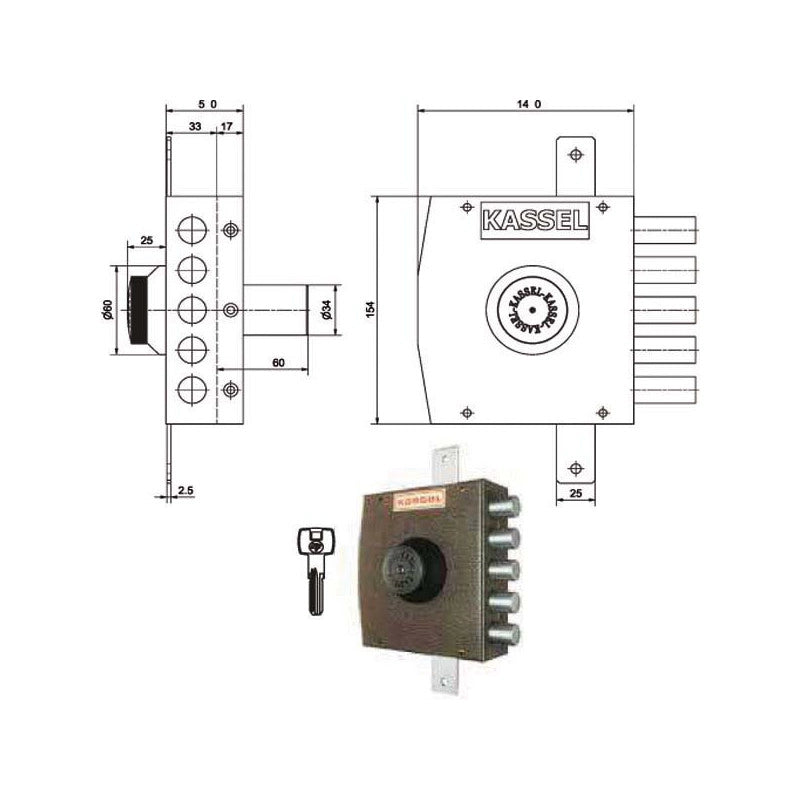 Serratura Sic.Triplice Sx Pompa 2302/Cp Kassel