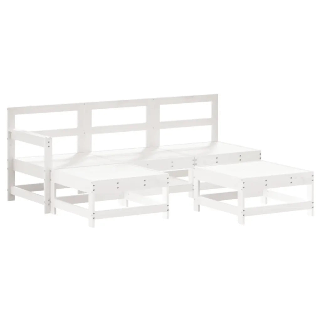 Set Salotto da Giardino 5 pz Bianco in Legno Massello di Pino 3186544