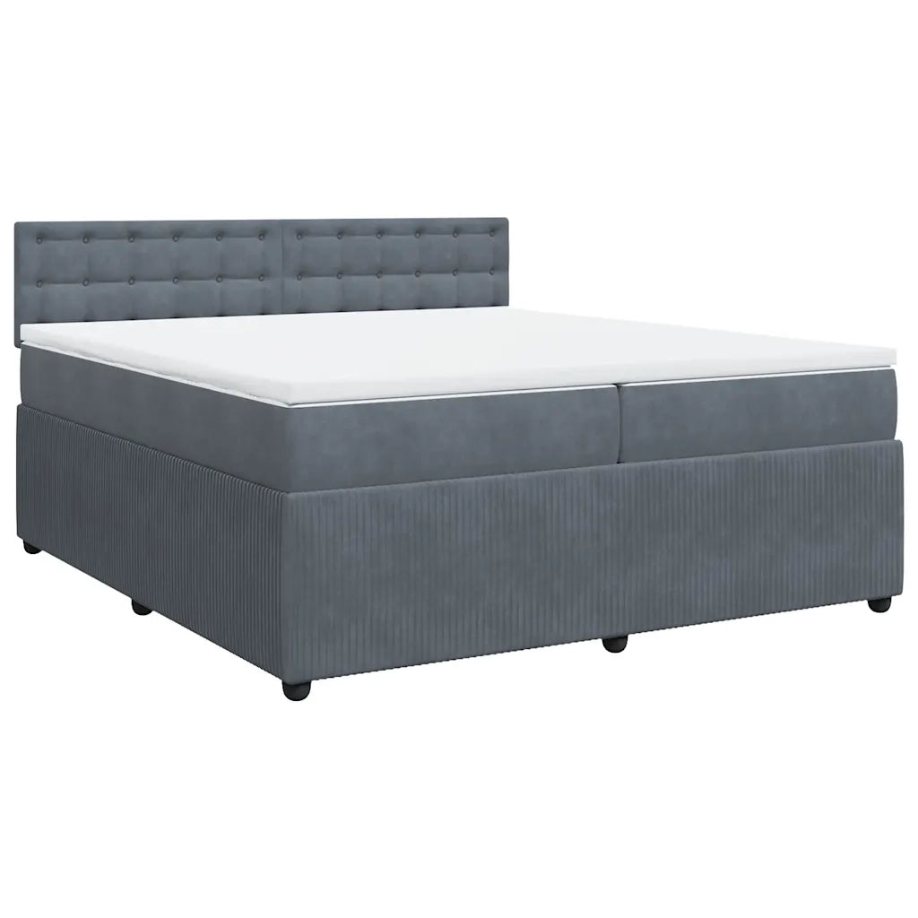 Giroletto a Molle con Materasso Grigio Scuro 200x200 cm Velluto
