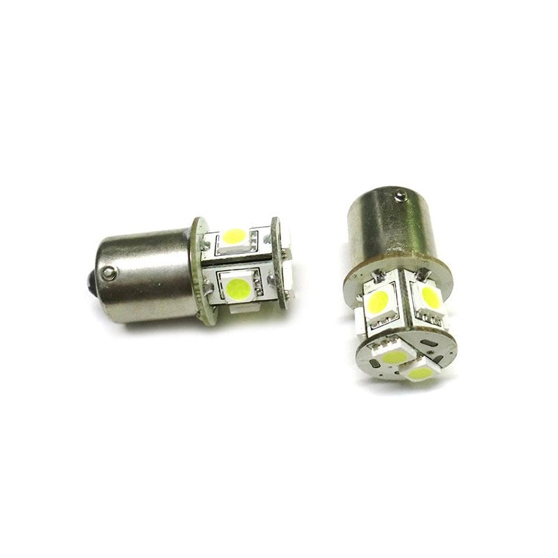 2 Pezzi Lampade LED Canbus BA15S G18,5 R5W R10W No Errore Bianco 12V Luci Posizione Piedi Dritti 7 SMD 5050