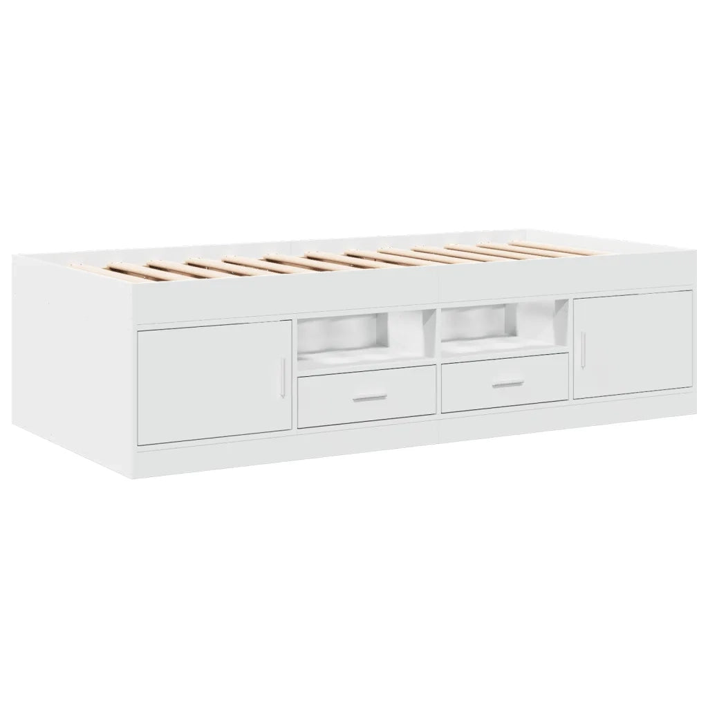 Divano Letto con Cassetti senza Materasso Bianco 90x190 cm 3280251