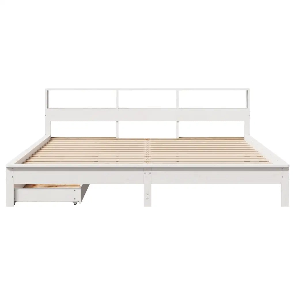 Letto Libreria senza Materasso Bianco 200x200 cm Legno di Pino 3309798