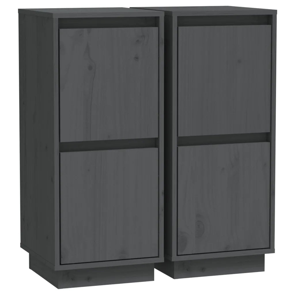 Credenze 2 pz Grigie 31,5x34x75 cm in Legno Massello di Pino cod mxl 6636