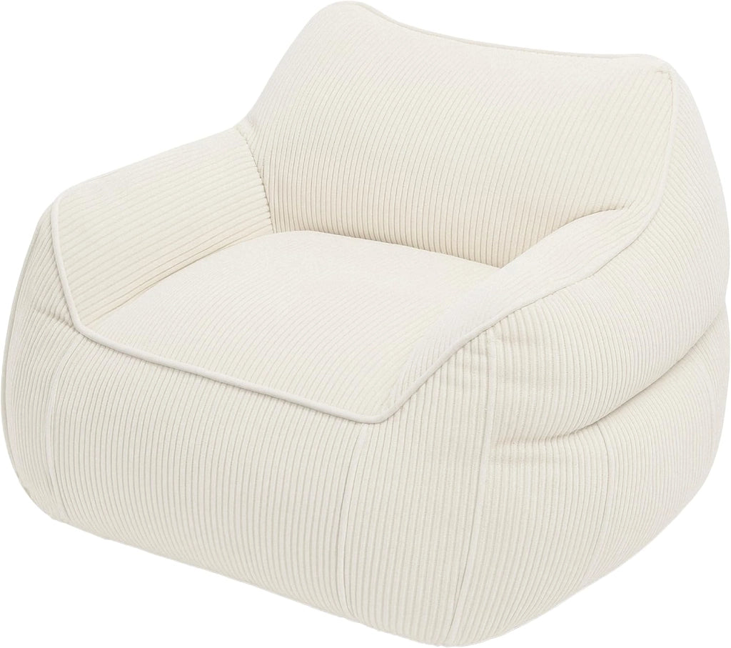 Pouf Poltrona per Salotto e Camera - Tessuto in Velluto a Coste Morbido ed Elegante - Poltrona Sacco Generosamente Imbottito, Ideale per un Ambiente Accogliente (Grigio Scuro)
