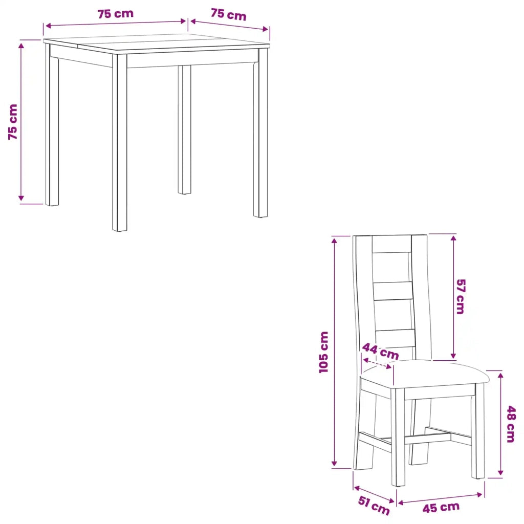Set da pranzo 5 pz Beige Legno di Quercia Massello 3430230
