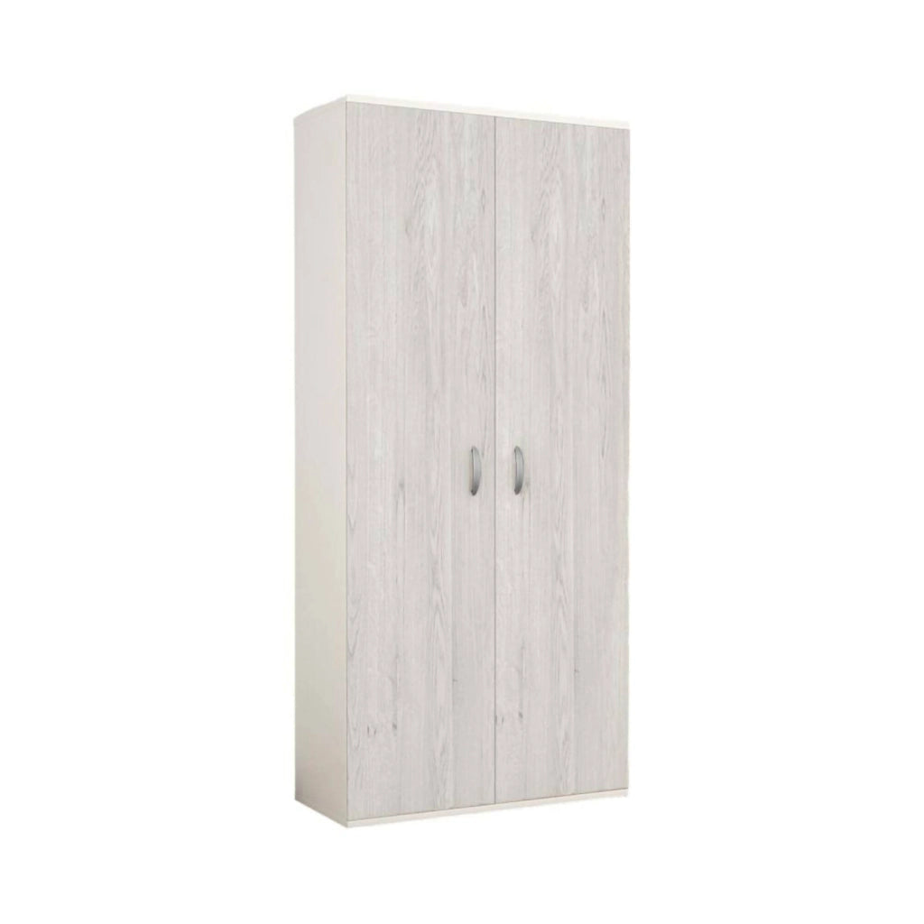 Armadio Camera da Letto Bandu, Guardaroba 2 Ante un Ripiano Made in Italy, 80x170h cm Bianco