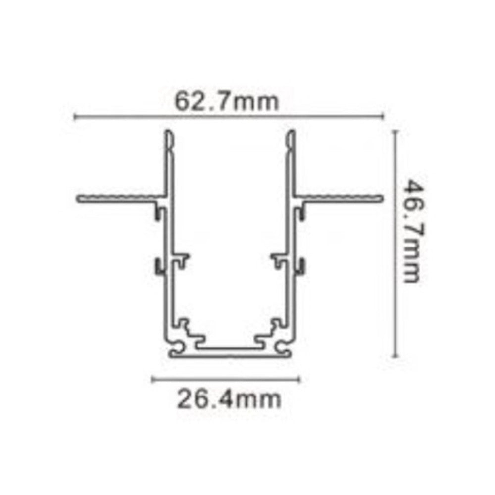 Trade Shop - Binario Lineare Da Incasso Alluminio Nero Per Track Lights Magnetiche Dc48v 2mt Gf-201-2m -