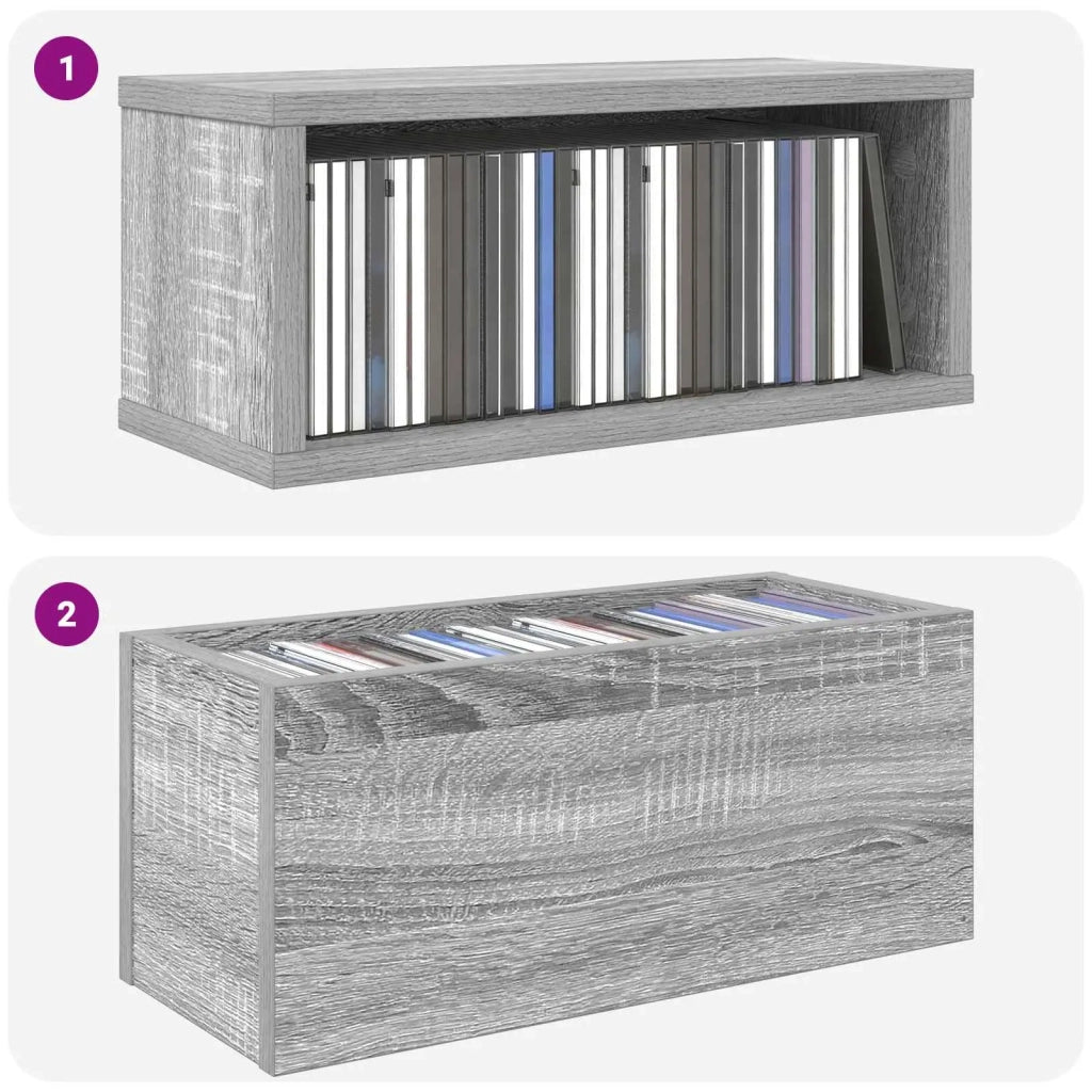 Rack per Stoccaggio CD 2 pz Sonoma grigio 40 x 17 x 17 cm 8012722