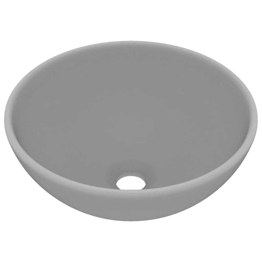 Lavabo da bagno rotondo di lusso diametro 32,5 cm ceramica grigio chiaro opaco 02_0002713