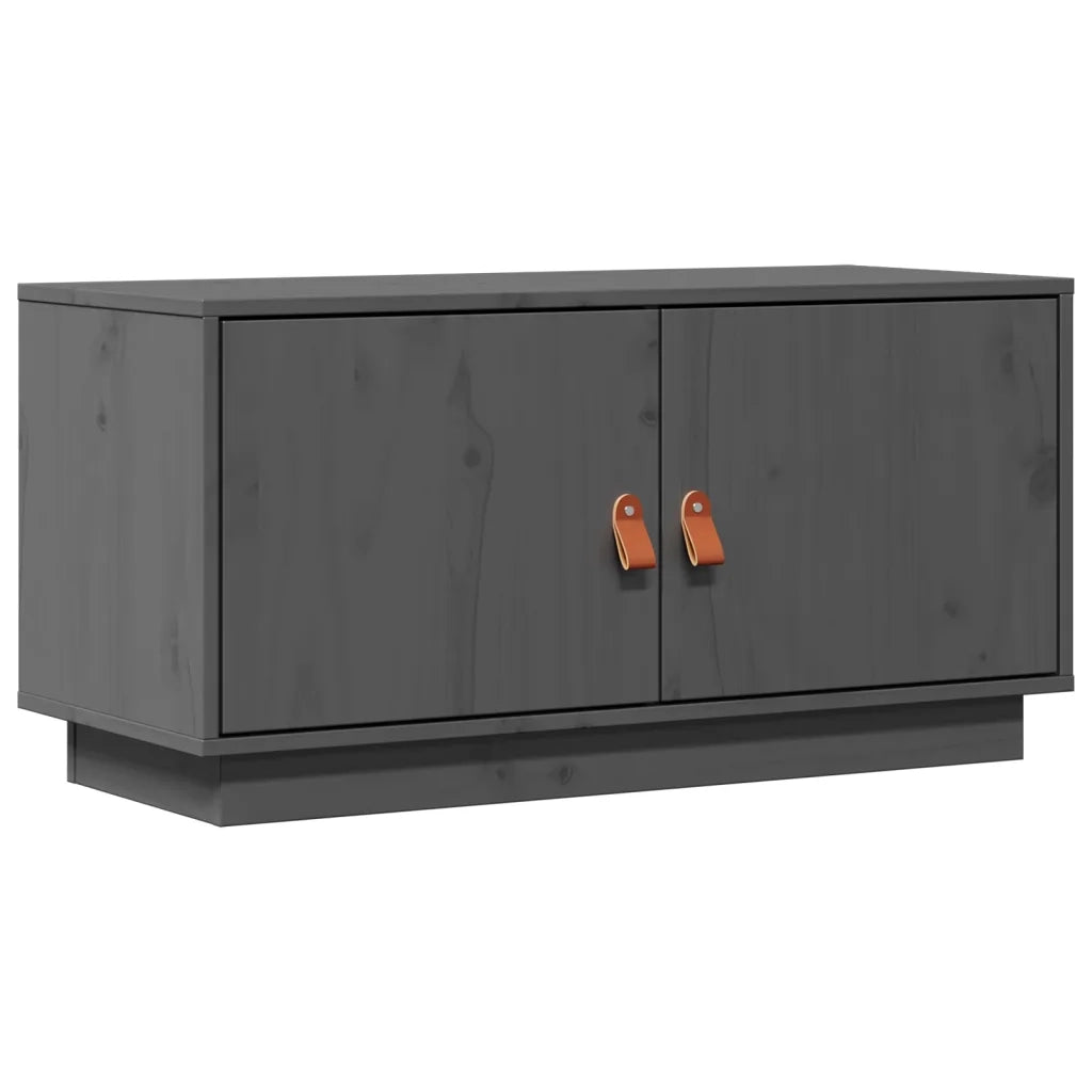 Mobile Porta TV Grigio 80x34x40 cm in Legno Massello di Pino 818232