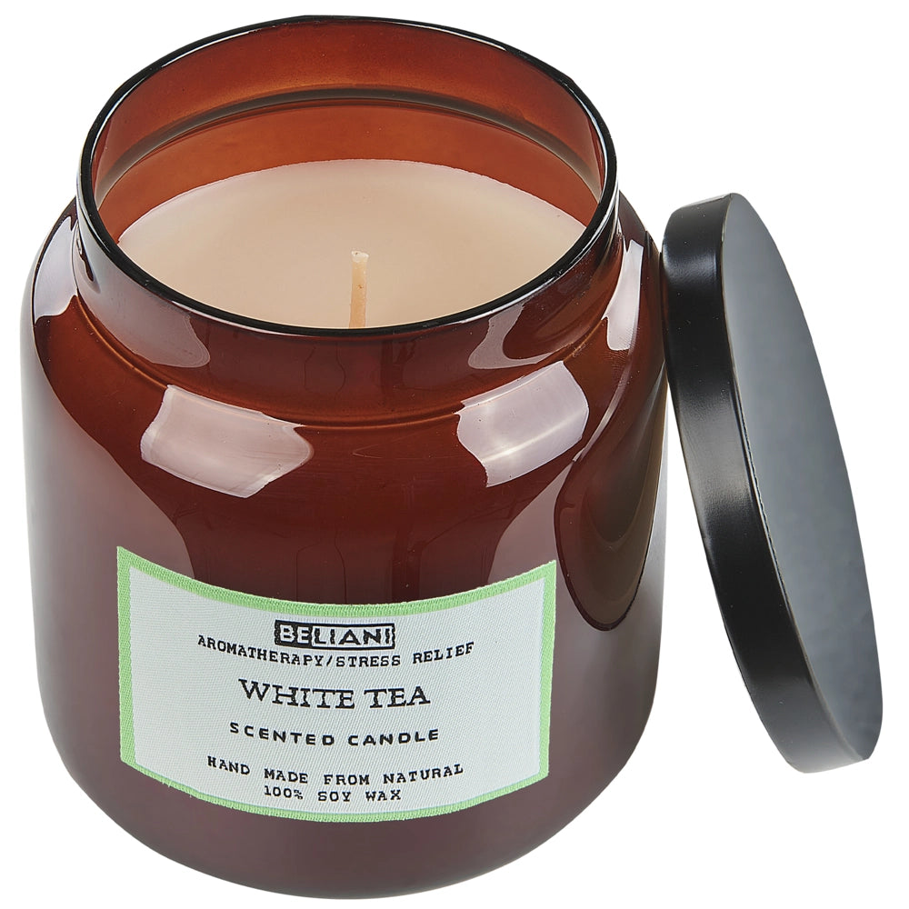 Set di 2 candele profumate multicolore 100% cera di soia stoppino di cotone vetro alimentare fragranza fresca tè bianco/cotone lavanda