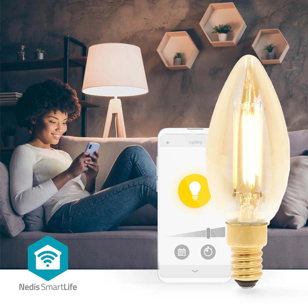 Lampadina connessa Wi-Fi LED 5W 470lm E14 SmartLife a forma di candela Bianco Nedis