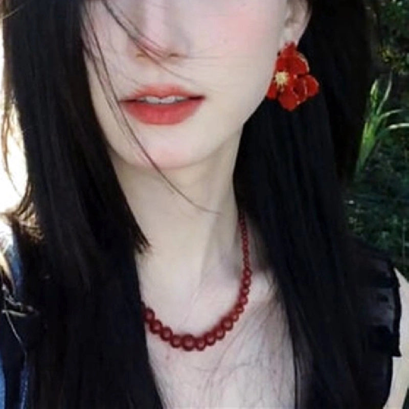 Collana in agata rossa in stile retr¨°