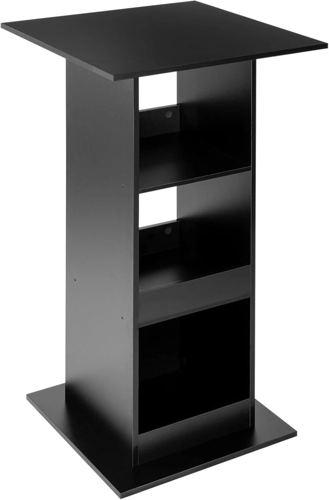 Tavolo da Bar Quadrato, Tavolino Alto e Stretto con 3 Ripiani, Tavolo Alto Cucina, Sala da Pranzo, Bistrot, in Truciolare, 60x60x109 cm, Nero