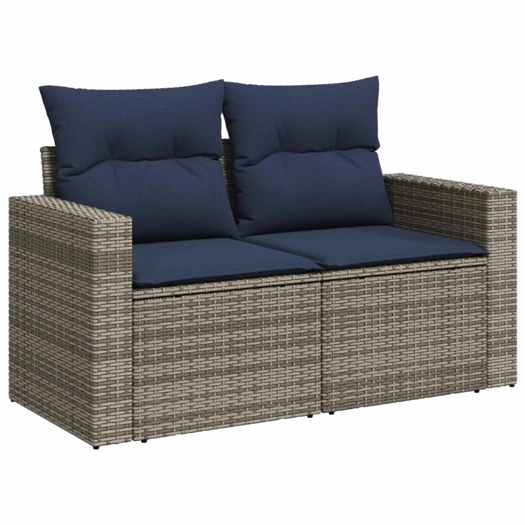 Set di divani 5 pz Grigio e Blu Navy Rattan sintetico e Acciaio 3447861