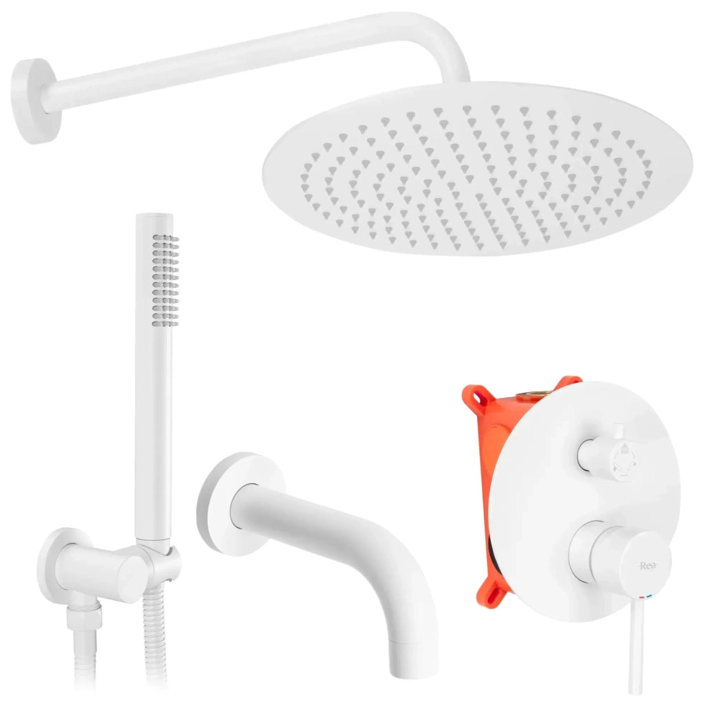 Set Da Vasca-doccia Da Incasso Rea Lungo White Matt + Box