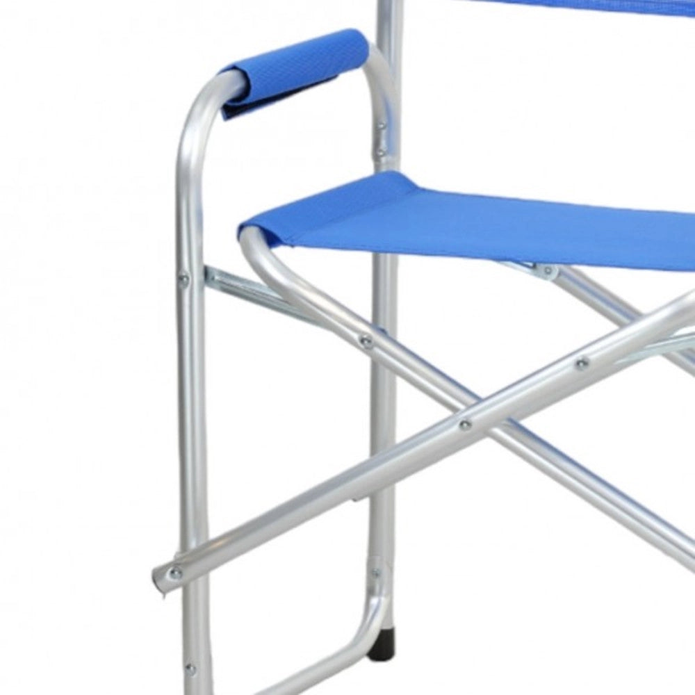 Trade Shop - Sedia Regista In Alluminio Tessuto Oxford Pieghevole Con Braccioli Blu Campeggio 512027 -