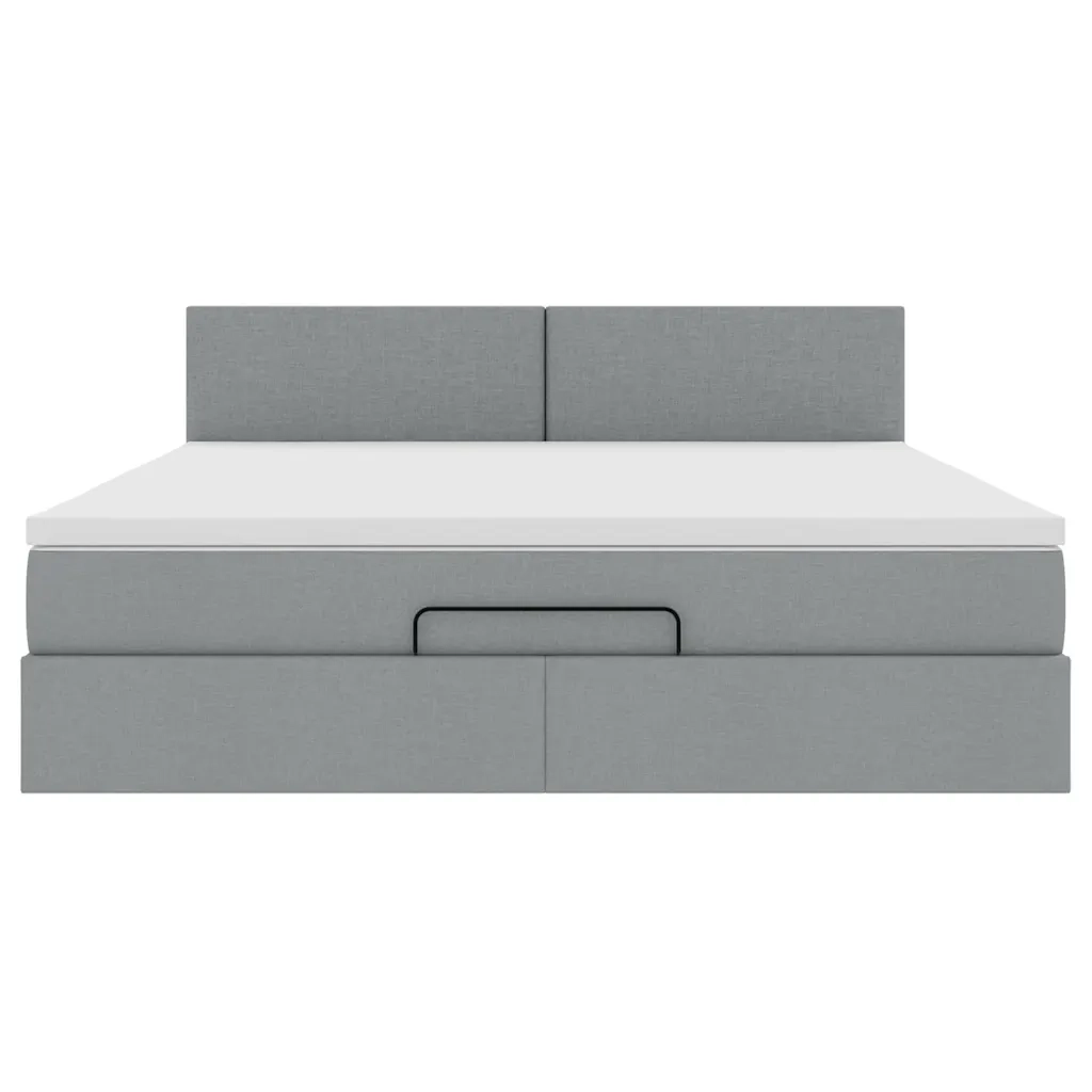 Pouf Letto con Materasso e LED Grigio Chiaro 180x200cm Tessuto 3312243