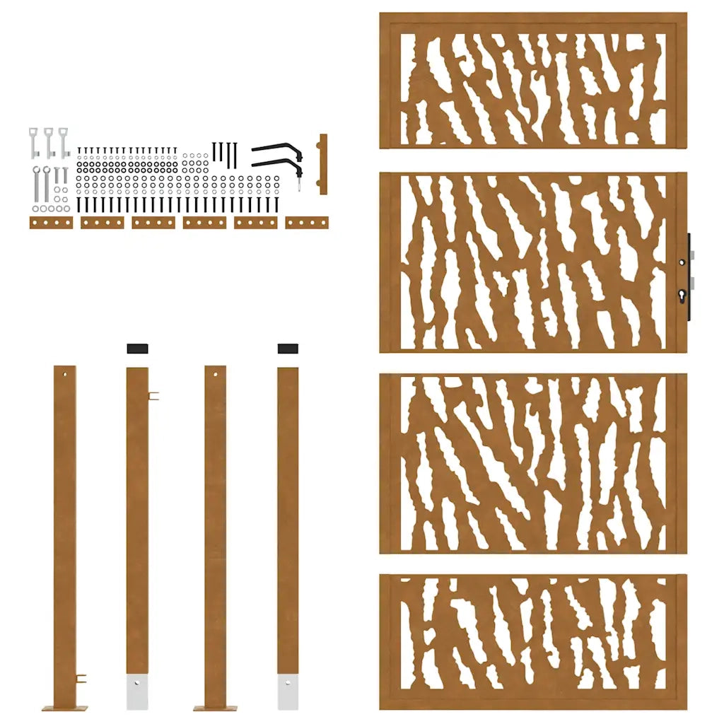 vidaXL Cancello da Giardino 105x180 cm Acciaio Corten Design a Traccia