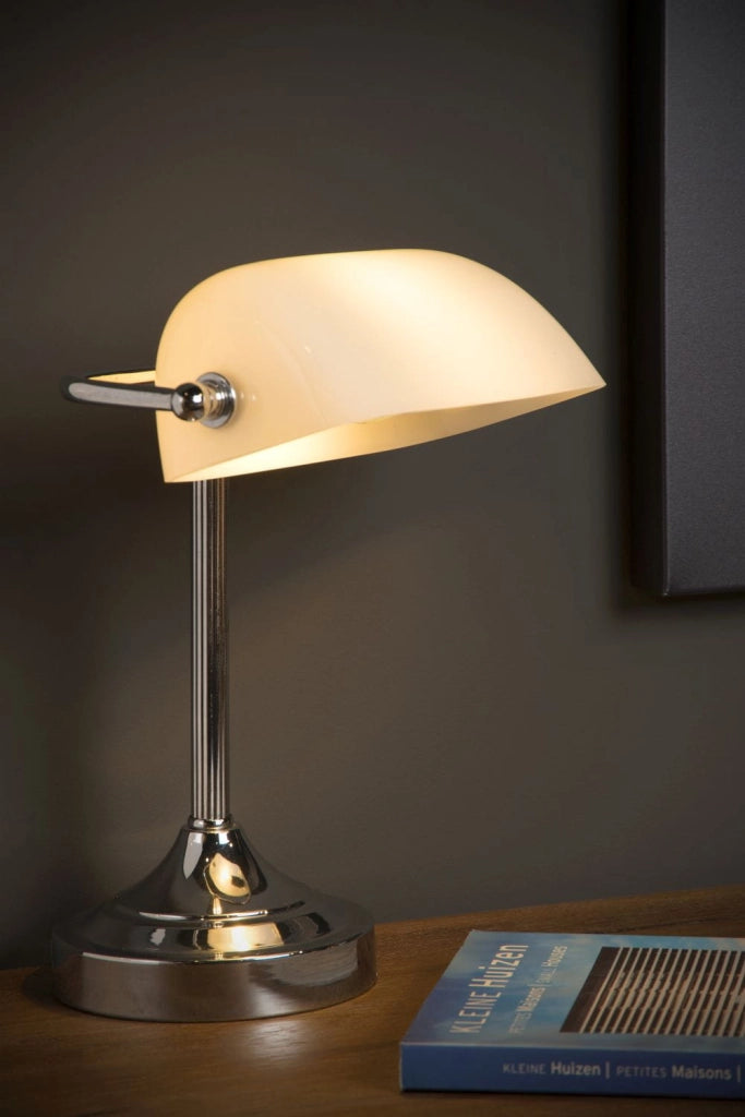 Lampada da scrivania Lucide Banker E14 40W cromo bianco