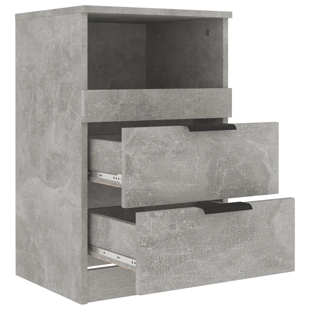 Comodini 2 pz-Set di 2 Tavolino da notte Grigio Cemento in Legno Multistrato 311563