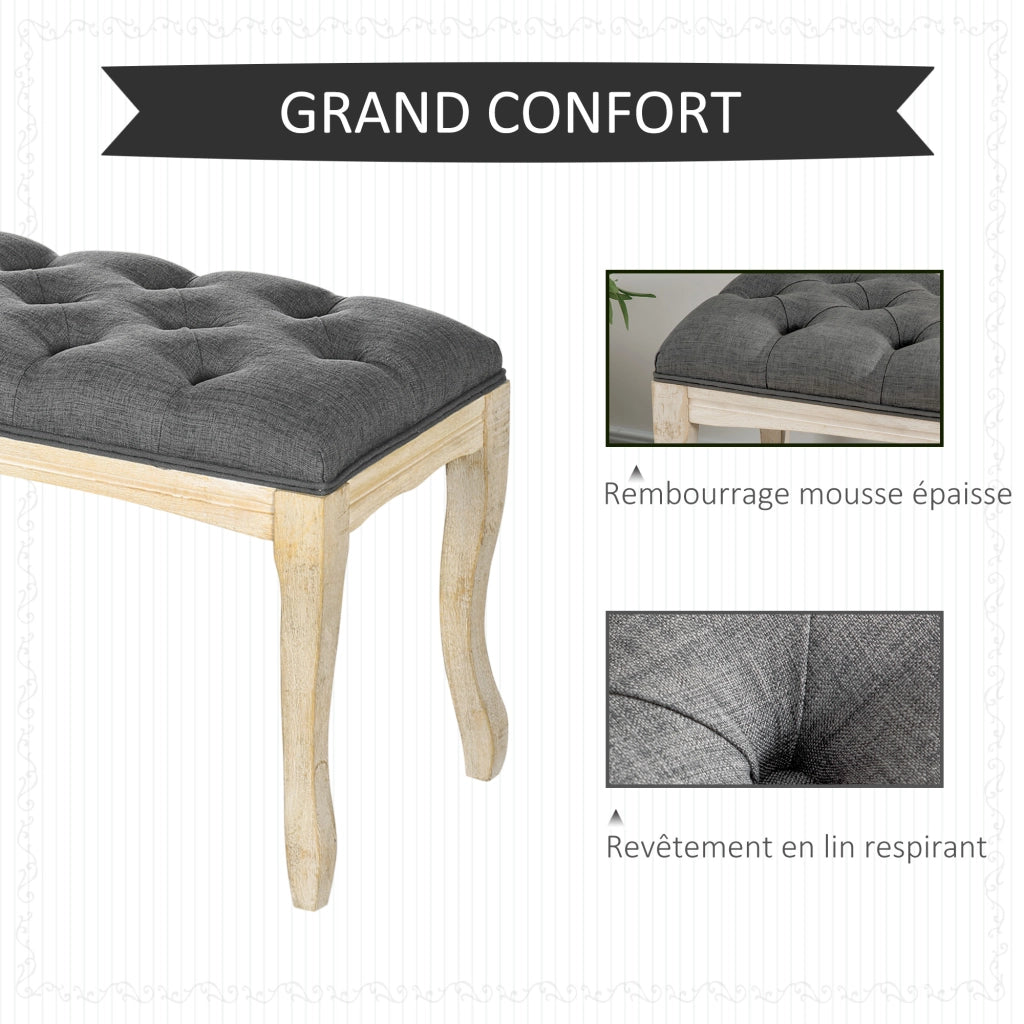 Panca imbottita con cuscini ¨C zephmum ¨C 110 cm grigio legno