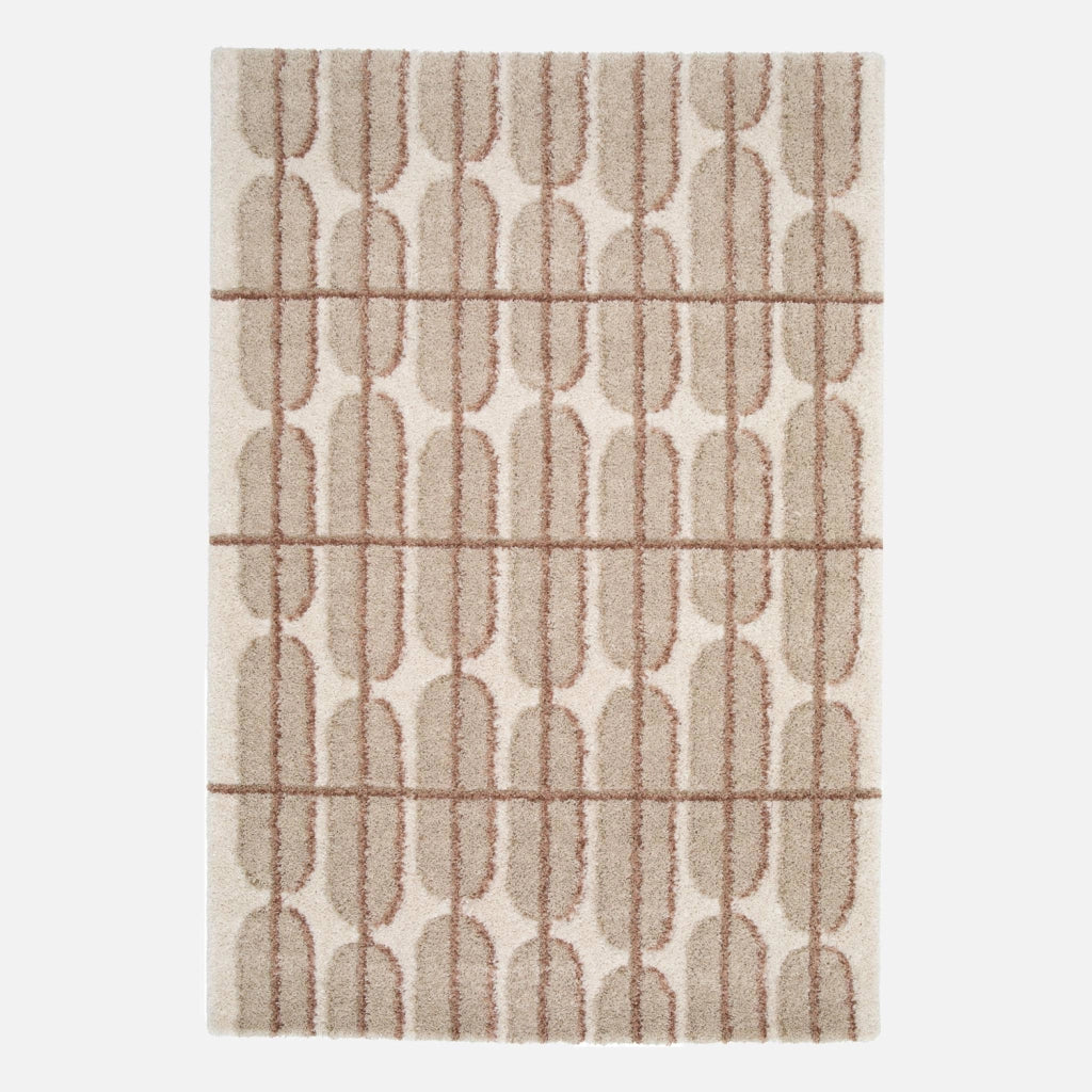 Tappeto da interno con motivo grafico beige, crema e rosa