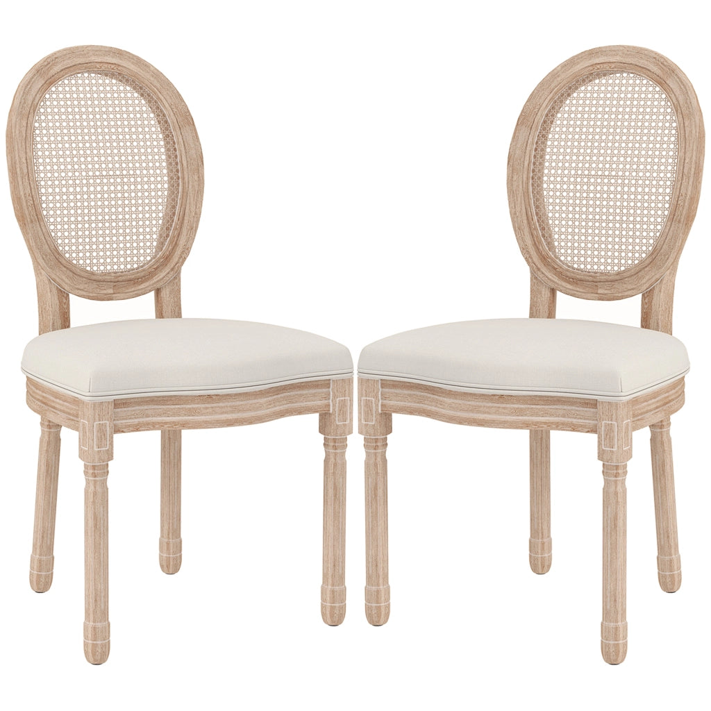 Set di 2 Sedie da Pranzo Vintage con Intreccio Vienna ¨C zephmum ¨C Naturale e Creme