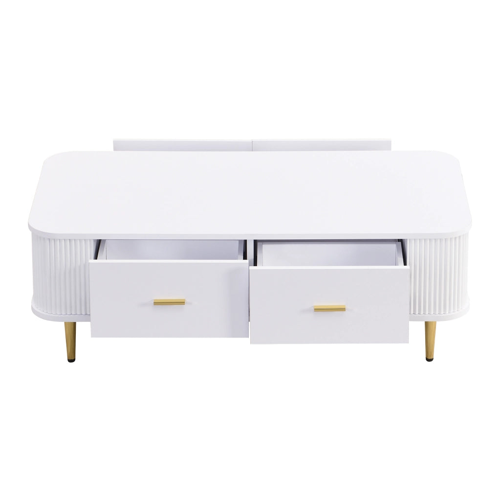 TAVOLINO DA CAFFÈ con 4 cassetti 105x51x38 cm Bianco MDF
