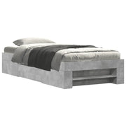 Letto singolo | Letto per adulti | Giroletto Grigio Cemento 90x200 cm in Legno Multistrato