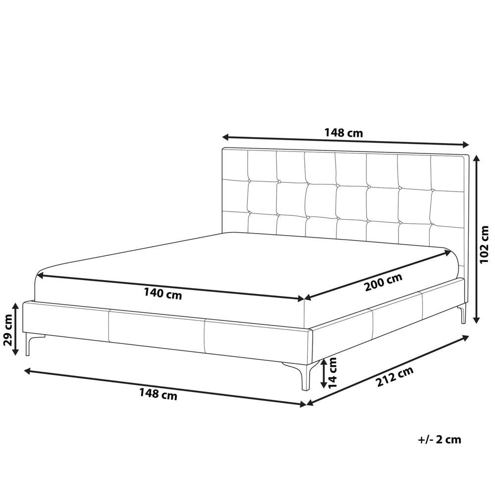 Letto in velluto grigio tappezzeria matrimoniale 140 x 200 cm con rete a doghe e testiera capitonné con bottoni