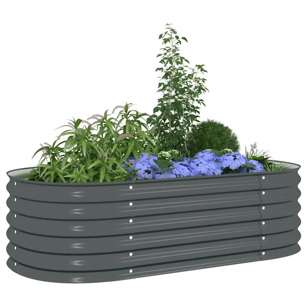 Letto Rialzato Giardino 160x80x44 cm in Acciaio Zincato Grigio 45529