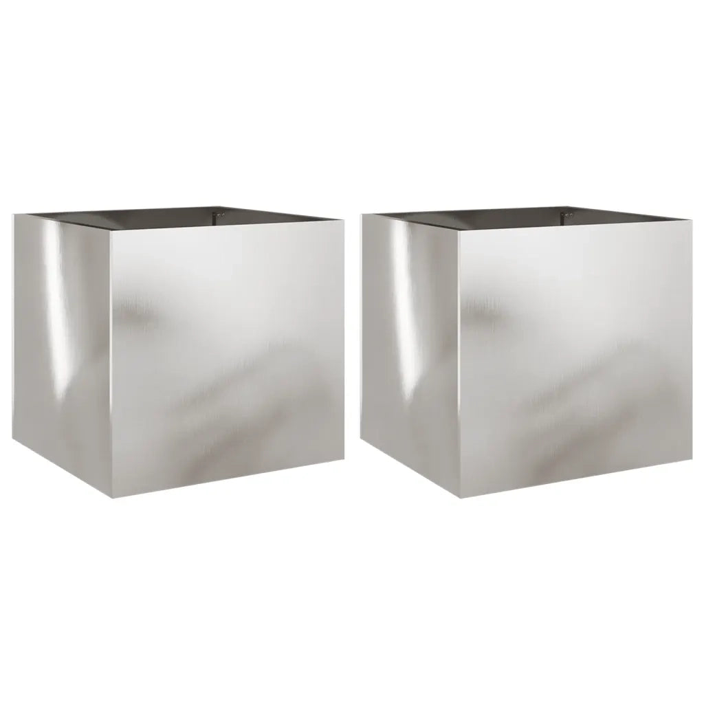 Fioriere 2 pz Argento 42x40x39 cm in Acciaio Inox 841556