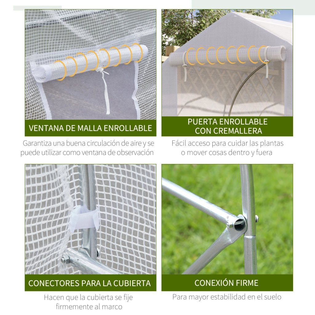 Serra da Giardino Tunnel 4x2x2 m ¨C zephmum ¨C Bianco con 6 Finestre
