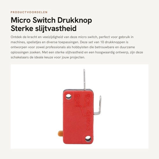 Microswitch 10 pezzi - Zona di ingresso - Pulsante a pressione