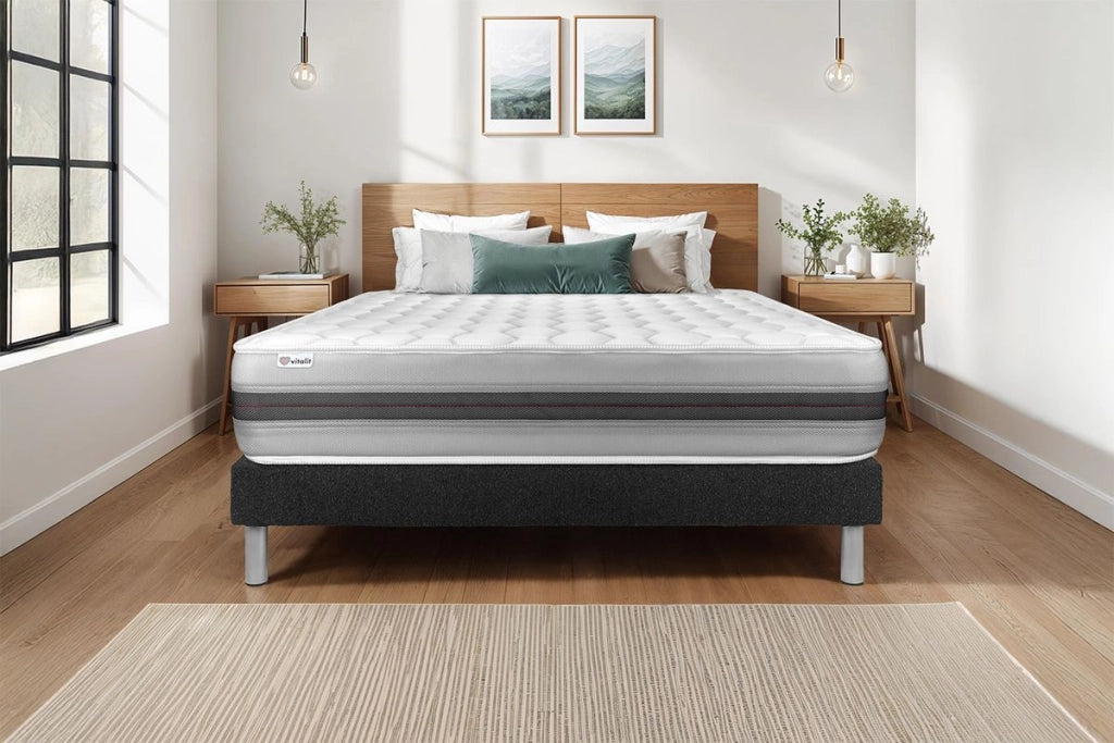 Letto con materasso VITAL SPRING RECOVER 140 x 220 cm Rete Kit Nero