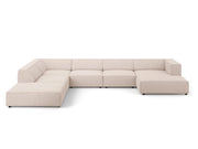 Cosmopolitan Design - Divano panoramico sinistro "Arendal" 7 posti in ciniglia beige 