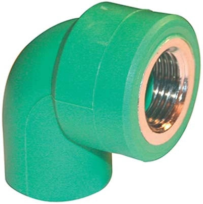 GOMITO PPR A SALDARE 90  ° FILETTO FEMMINA - VERDE/OTTONE MM 25X1/2F- 5 pezzi