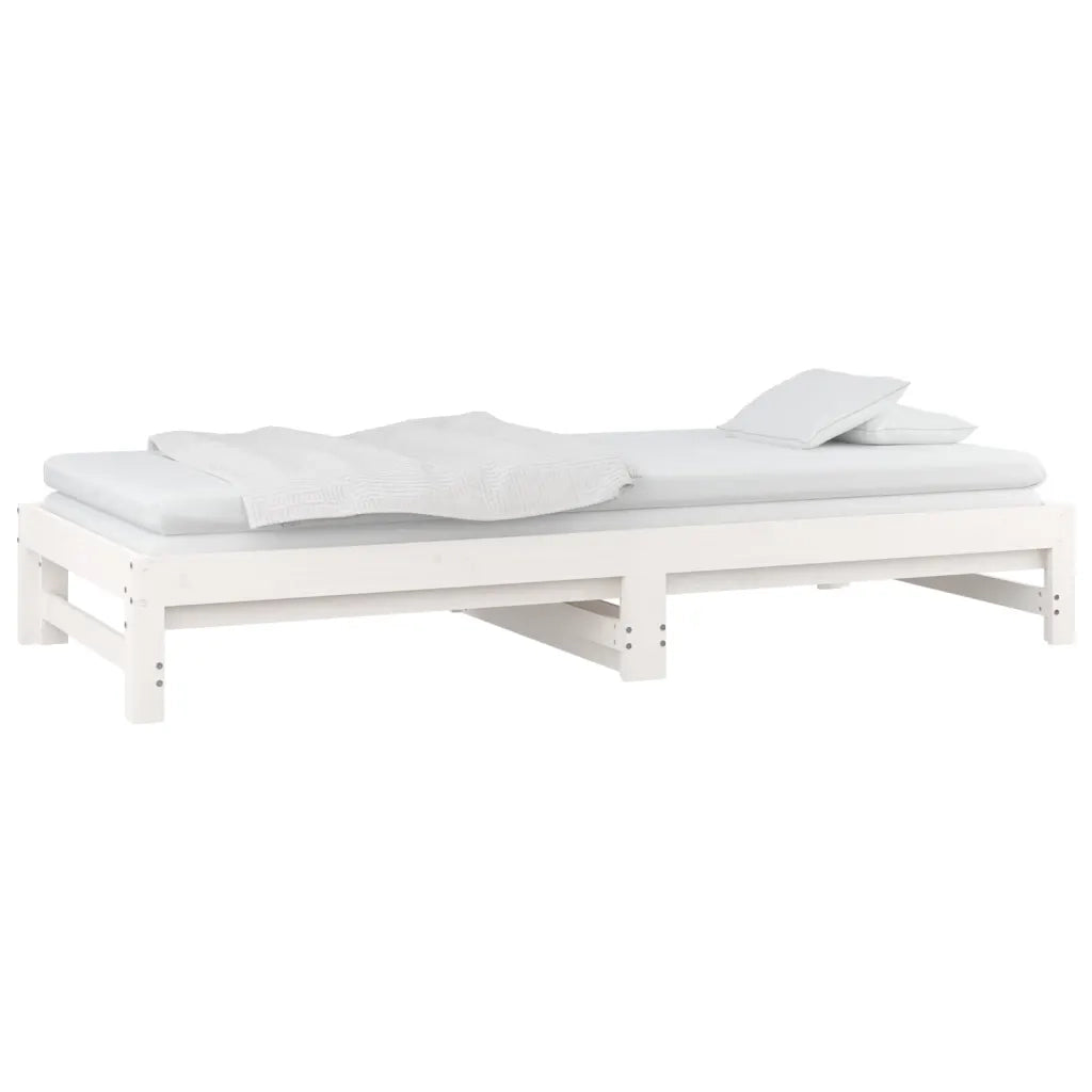 Dormeuse Estraibile Bianca 2x(80x200) cm Legno Massello di Pino