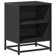 Comodino | Armadio da Notte | Mobiletto da notte Nero 40x31x50 cm Legno Multistrato e Metallo
