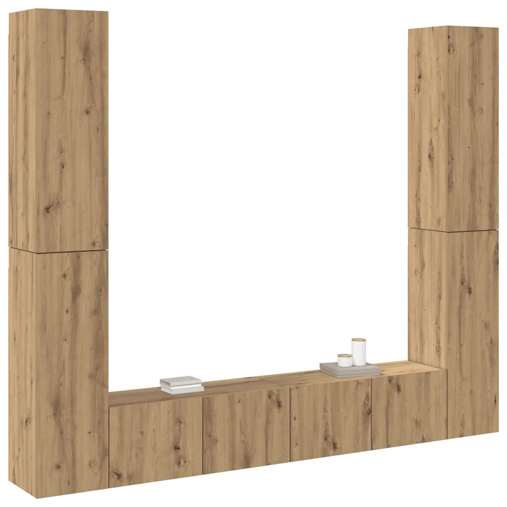 Mobili TV a Parete 6 pz Rovere Artigianale Legno Multistrato 3328986