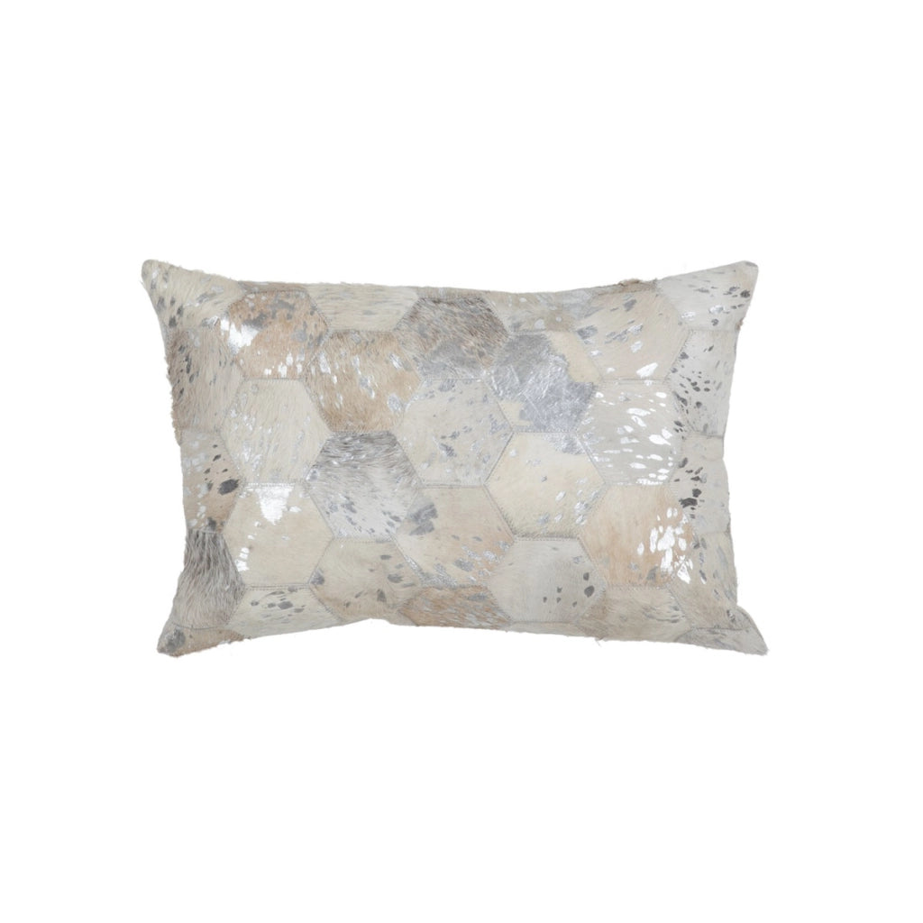 Cuscino decorativo Spark in pelle grigio e argento