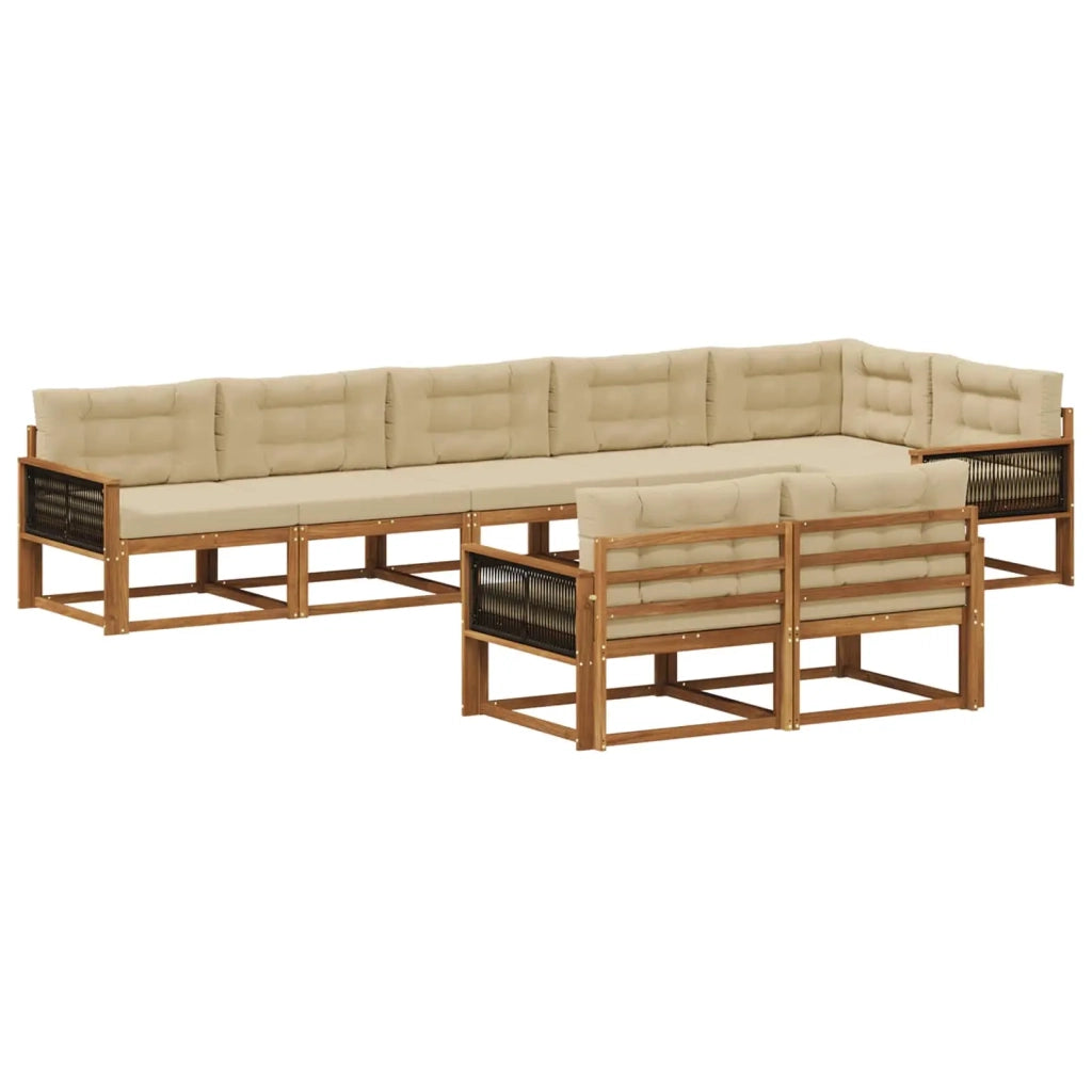 Set di divani da esterno 8 pz Naturale e Beige 3382666