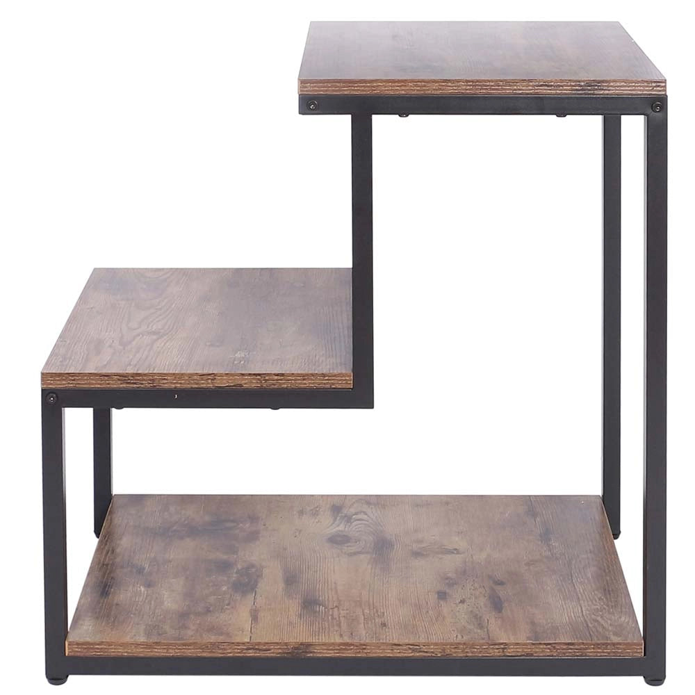 Libreria Tavolino Divano Design Moderno Industriale 3 Ripiani Legno Metallo