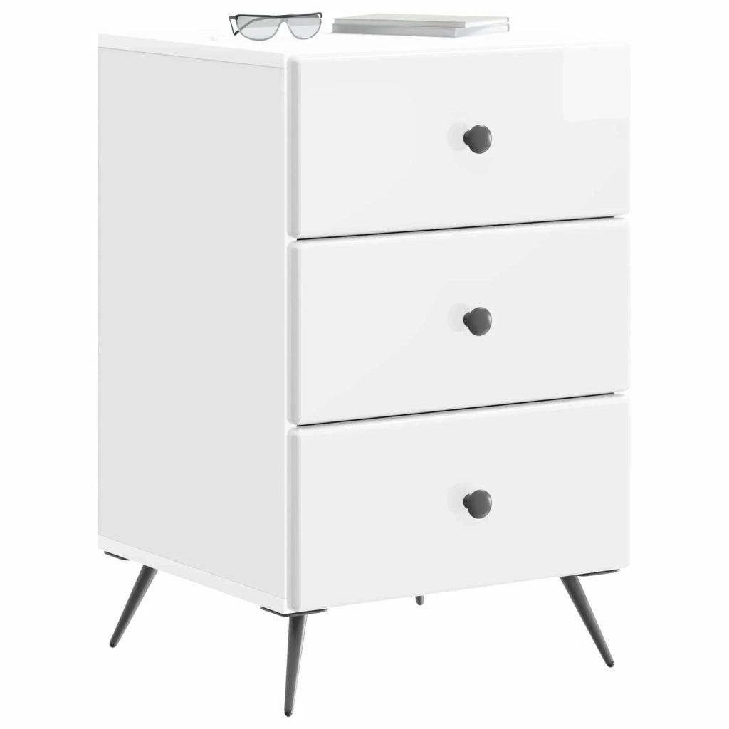 Armadio da Notte con cassetto Bianco Lucido 43 x 41 x 66,5 cm 895479
