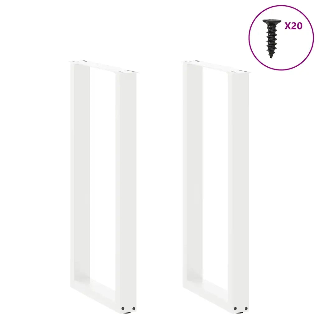 vidaXL Gambe per tavolo da bar a forma di U 2 pz bianche 40x(100-101) cm in acciaio
