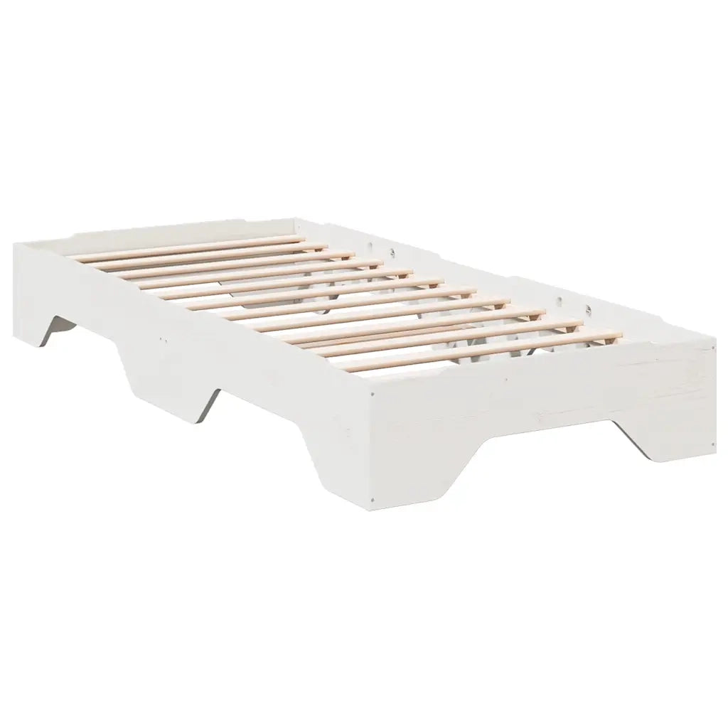 Giroletto senza Materasso Impilabile-Struttura Letto Bianco 90x190 cm Legno