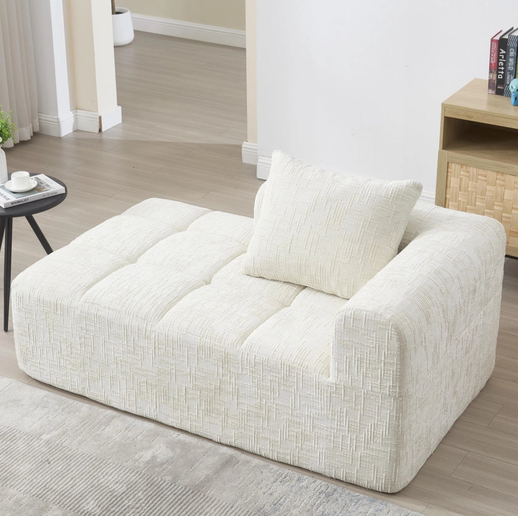 Divano angolare 250x158x60 cm senza installazione; con tasche laterali in chenille beige