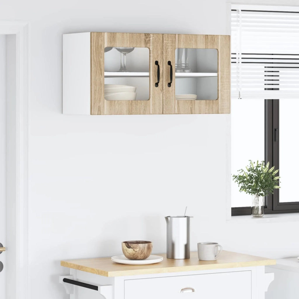 Pensile da cucina | Mobile in vetro da parete PORTO Rovere Sonoma 80 x 31 x 40 cm