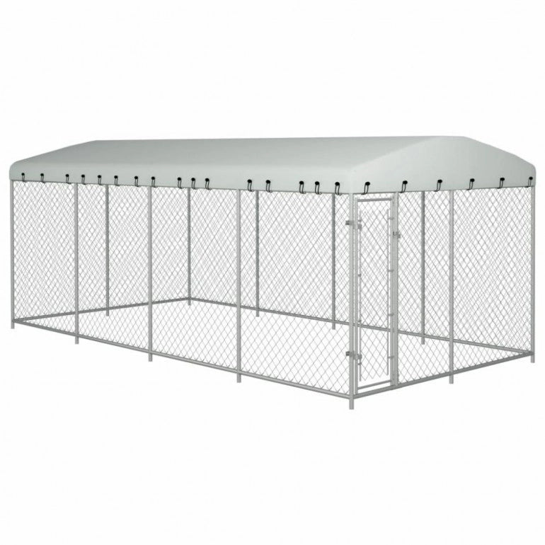 Recinzione con copertura per cani da esterno Ezooza Bullmastiff 800 x 400 x 200 cm di colore metallo